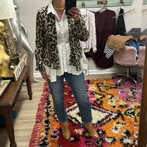 Leopard Drape Front Cardigan